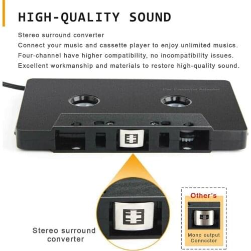 3.5mm Four Channel Anti-Tangled Mini ABS Stereo Cassette Adapter Car Audio