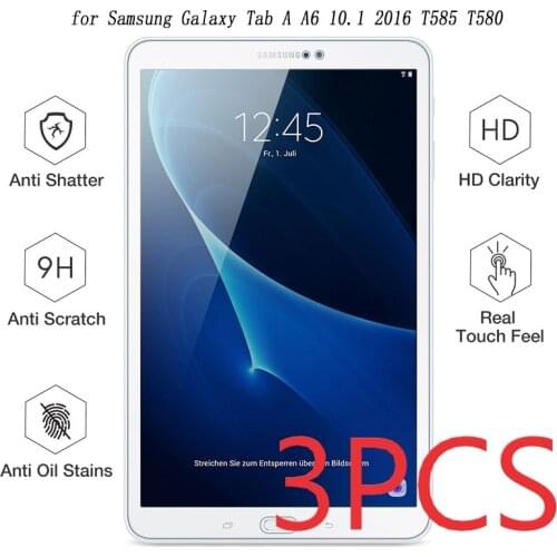 3PCS Premium Tempered Glass For SM-T580 Screen Protector for Samsung Galaxy Tab A A6 10.1" 2016 T585 Protective Glass Film Cover