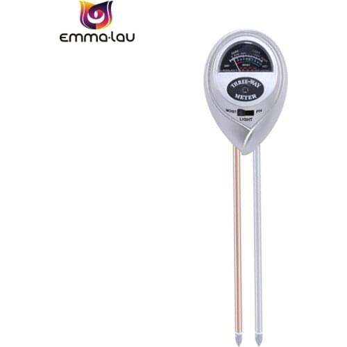 3in1 Round Head Soil PH Water Moisture Meter Three-Way Acidity Humidity Light Garden Plants Flowers Moist Tester Instrument Tool