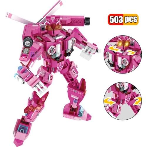 503Pcs 4 IN 1Rescue Police Deformation Robot Mech Building Blocks City Ambulance Emergency Aircraft Bricks Toys Gifts Children