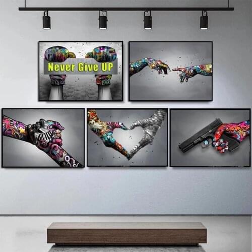 Graffiti Victory Cheer Encouraging Gestures and Lips Canvas Painting Abstract Posters and Prints Wall Art Picture for Home Decor