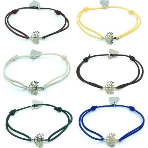 Wish Bracelet Life Tree Stainless Steel Pendant Charm Adjustable Cord Lucky Bracelet For Men Women