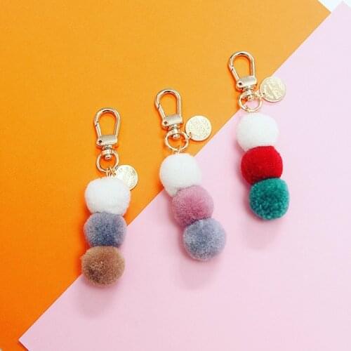 Super Cute ball pendant llaveros para mujer Pretty Dangle fur keychain pom pom keychain