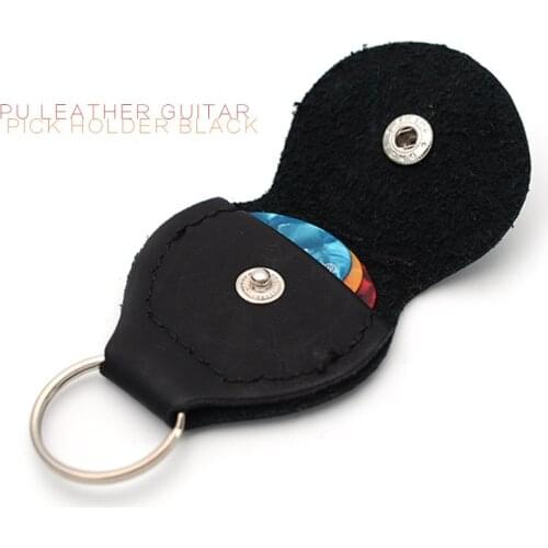 PU Leather Keychain Guitar Pick Holder Bag Genuine Guitar Plectrum Plectrums Case Bag Keychain Shape Guitar Accessories