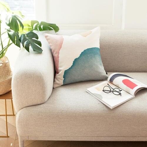 DUNXDECO Cushion Cover Linen Cotton Blend Pillow Case Modern Art Colorful Marble Print Sofa Decorative Housse de coussin