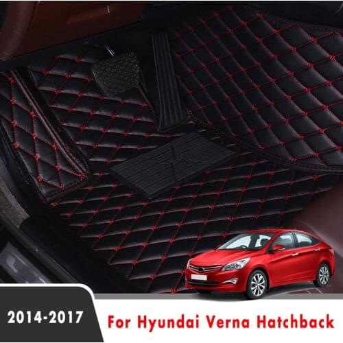 For Hyundai Verna Hatchback 2017 2016 2015 2014 Car Floor Mats Waterproof Leather Styling Decoration Protector Cover Auto Carpet