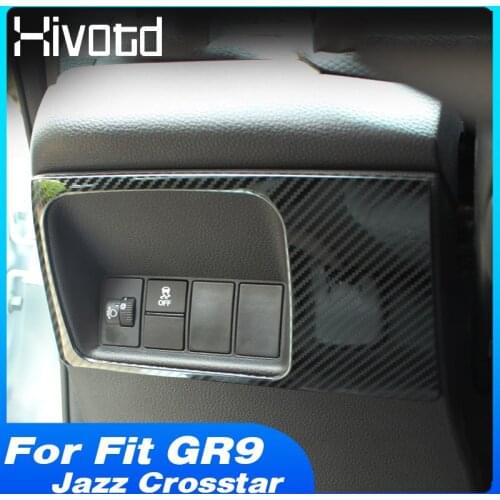 Hivotd Car Headlights Button Cover Sunroof Switch Handle Panel Frame Interior Accessories For Honda Fit GR9 Jazz Crosstar 2021