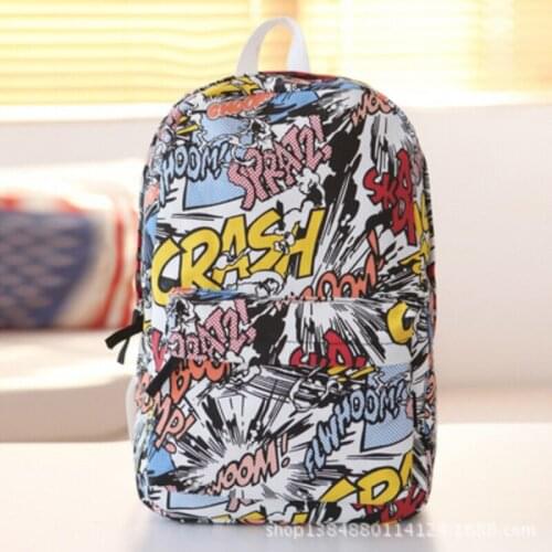 Cartoon Canvas Backpack New Female Backpack Graffiti Women Backpack Student Teenager Girl School Backpack Women Shoulder Bags