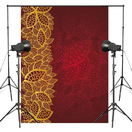 Exquisite Floral Pattern Photography Background Golden Red Backdrop Studio Props Wall 150x220cm