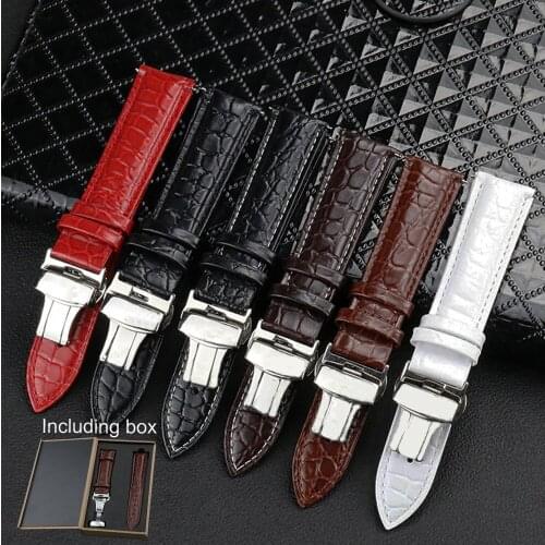 Quality Crocodile leather strap 20mm 22mm wristband with butterfly buckle quick release Suitable for female male including box