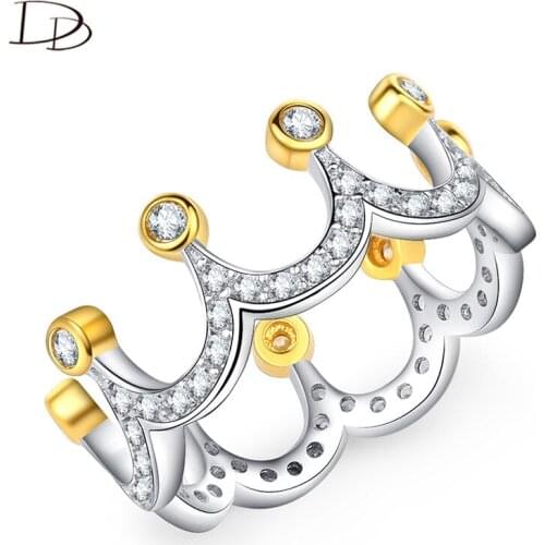 DODO Gold Color Crown Shaped Rings For Women Popular Princess Queen Anel Chic AAA Cubic Zircon Jewelry Crystal Bijoux Ra063