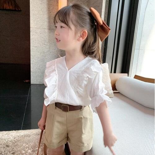 Girls Outfits Kids Clothing Conjunto Infantil Children Sets 2021 Summer White Blouse Pants 8 10 Years Old Casual high quality