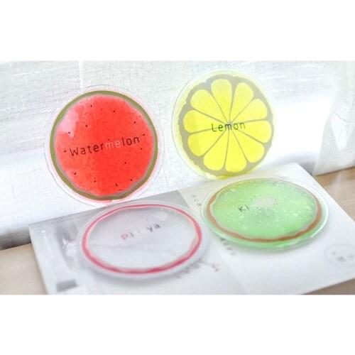 Summer Portable Mini Physiotherapy PVC Cooler Bag Cute Cartoon Round Shape Bright Colored Fruit Cold Compress Ice Pack Gel