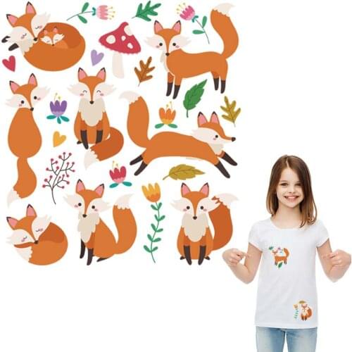Fox Set Forest Patches Over Powder Diy Hot Tear Hoodie Tops Heat Press Transfer Paper Military Patch Easy Print
