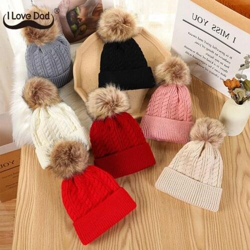 Cute Pompom Baby Hat Warm Knitted Kids Baby Girl Boy Autumn Winter Beanie Hat Solid Color Children Toddler Beanies Bonnet Cap