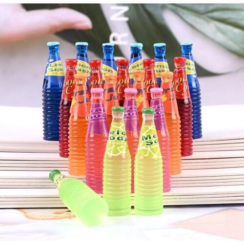 Simulation Beverage Bottle Doll House Accessories Mobile Phone Shell Material Necklace diy Pendant Resin Cabochons 10pcs 8*37mm