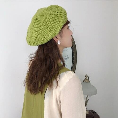 Fashion Winter Women Beret Warm Knitted Baggy Beanie Hat Pretty Comfortable Plain Caps Multicolor Elasticity Ski Cap Flat Cap