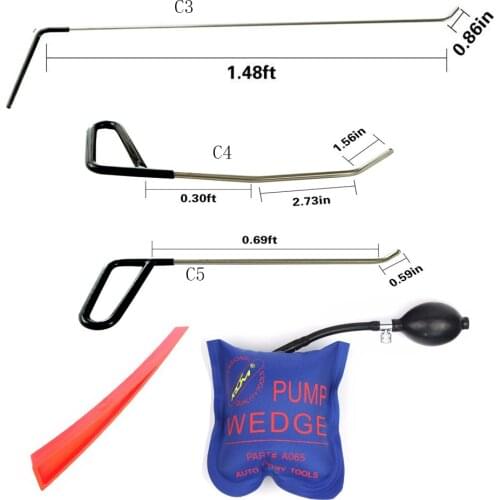 Car dent repair Tools Kit Hook Tools Push Rod with windows wedge - Perfect for Door Dings Hail Repair and Dent Removal tool