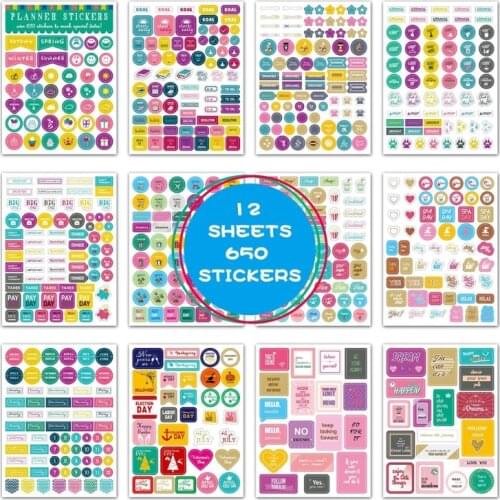 Planner Stickers Scrapbooking Journal Supplies Diary Stickers for Notebooks Diary Decorating Office Stickers