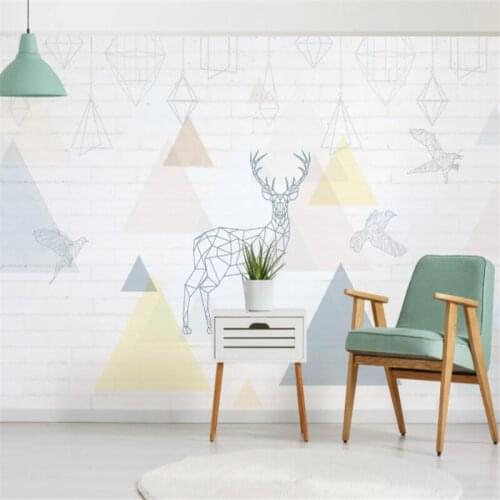 Custom Mural Wallpaper Hand Drawn Geometric Figure Elk Background Wall Painting