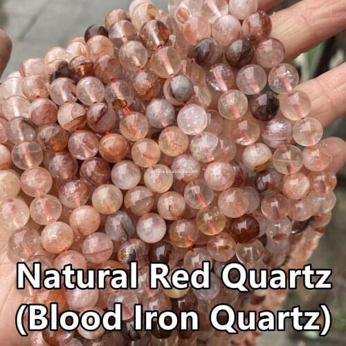 Natural Red Blood Iron Quartz 6mm 8mm 10mm Stone Beads Loose Round Beads Strand Red Quartz