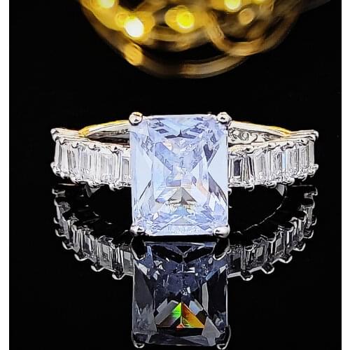 2021 New Luxury Princess 925 Sterling Silver Engagement Wedding Ring For Women Lady Anniversary Gift Jewelry Wholesale R5486