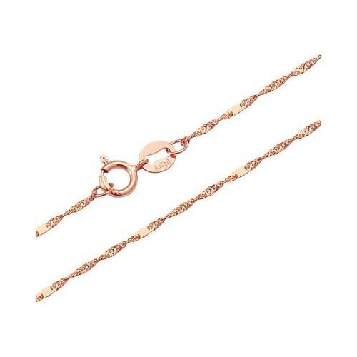 Solid 18K Rose Gold Classic 1mm Singapore Link Chain Necklace 17.5