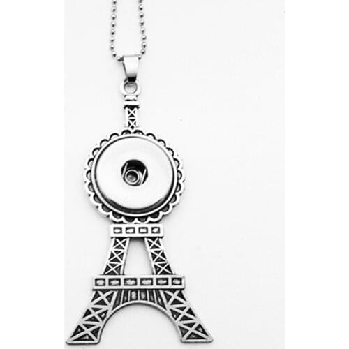 Eiffel Tower pairs 18mm snap button jewelry necklace EA117