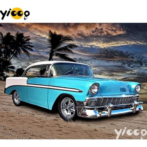 Full Square/Round drill Diy diamond Painting 5D diamond embroidery Blue Classic Car Diamond mosaic Home Decor Gift BX0569