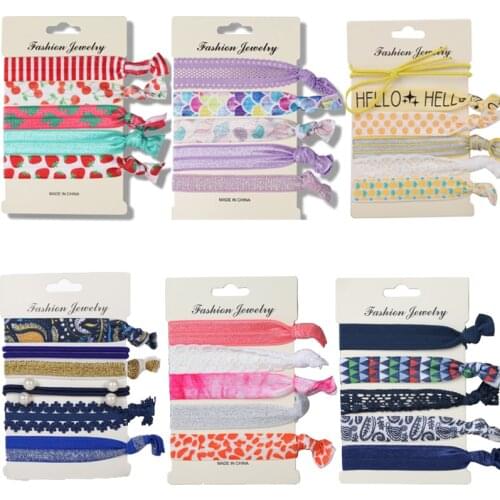 Printed rubber band flamingo strawberry sweet hair band wrist decoration accessories women skull punk headdress cute headbands