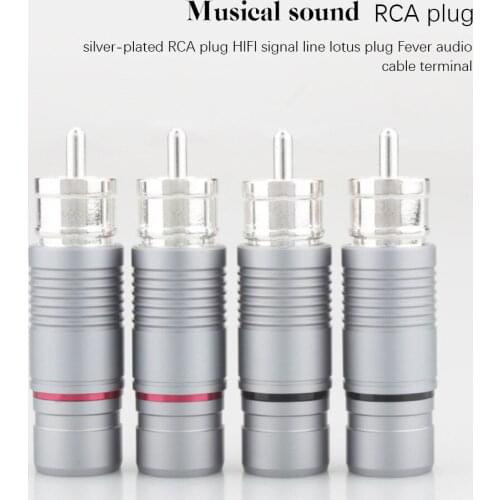 RCA Connector Hifi Audiophile Signal Cable Plug Brass Silver Plated Teflon Insulated RCA Jack For Cd Player Power Amplifier