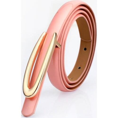 New Fashion Waistband Women Patent Leather Metal Belt Korean Version Red Blue Pink Waist Belts Female