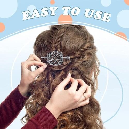 Retro Braids Knot Hairpin Metal Hair Slide Clip with Stick Barrette for Women