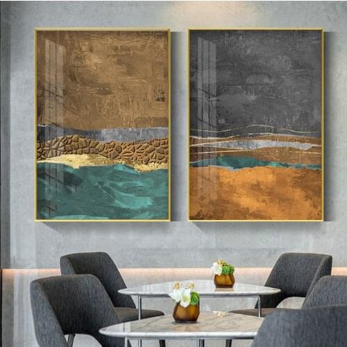 Modern Abstract Watercolor Texture Geometric Color Block Oil Painting Printed on Canvas Wall Art Picture for Interior Home Decor
