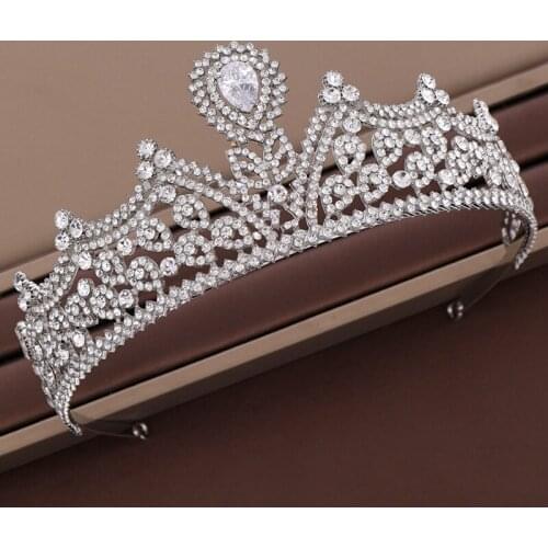 Fashion Silver Color Crystal Hair Jewelry Queen Princess Tiaras And Crowns For Women Bride Diadems Wedding Hair Accessories