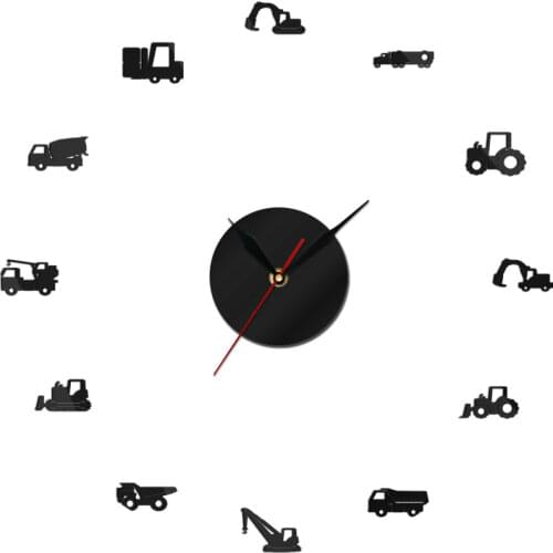 Heavy Equipment Operator Machine Oversized DIY Wall Clock Frameless Scooper Vehicles Big Time Clock User-defined Excavader Zegar