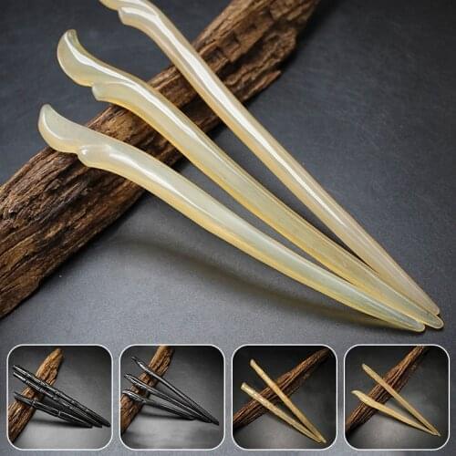 Vintage Hairpin Chinese Ancient Hair Updo Style Retro Natural Ox Horn Headwear Personality Hair Decor Birthday Gift Hair Stick