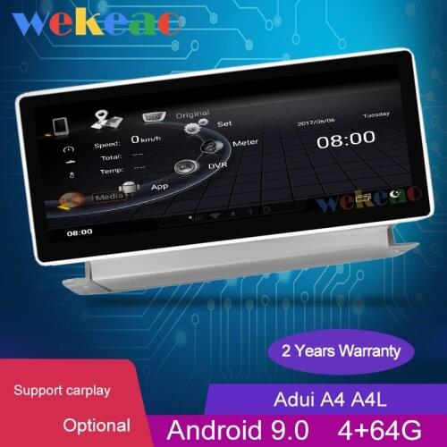 Wekeao 10.25" Touch Screen 1 Din Android 10.0 Car Dvd Player For Audi A4 A4L B9 A5 S4 Car Radio Auto GPS Stereo 4G 2017 - 2019