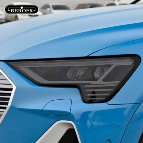 2 Pcs For Audi etron Quattro 2020 Car Headlight Tint Smoke Black Protective Film Protection Transparent TPU Sticker Accessories