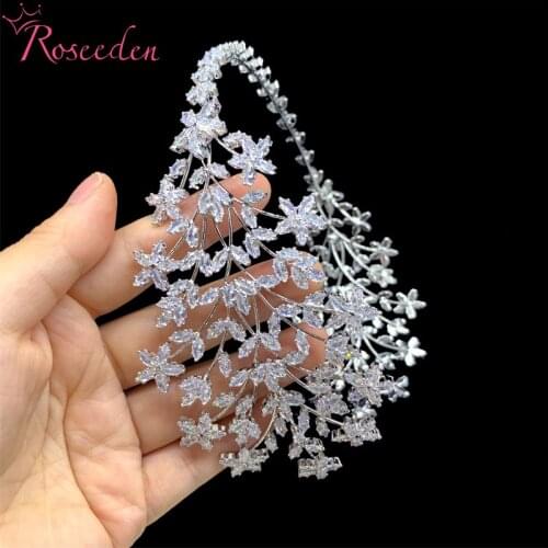 CZ Bride Crowns Tiaras Zircon Wedding Headbands Party Women Hair-Hoop Bridal Hair Accessories RE4318