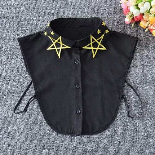 Women Chiffon Embroidery Fake Collar False Collars Woman Solid Color Detachable Collar For Mens Sweater Removable Half Shirt Tie