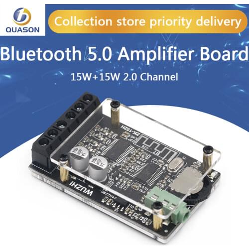 ZK-152H TPA3110D2 Bluetooth 5.0 Amplifier Board 15W+15W 2.0 Channel Stereo Audio with AUX Jack Cover Case For Speakers