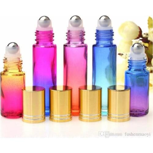 10ml Glass essential oil roller bottles Gradient Color Bottles with Stainless Steel Balls Roll on Bottle Perfect for essential o