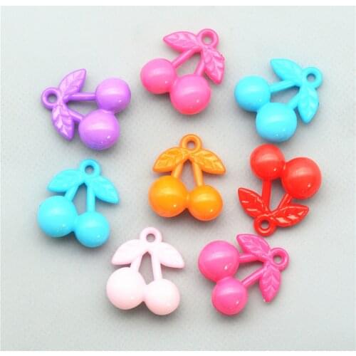 10PCS 22*25MM Mix Color Acrylic Cherry Charms, Holiday DIY Decoration