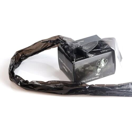 100Pcs Clip Cord Sleeves Bags for Tattoo Machine Pen Supply Black Disposable Covers Bags For Tattoo Machine & Clip Cord