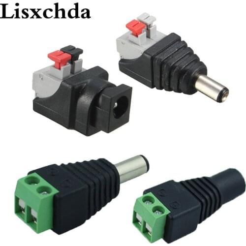 5Pcs 12V 5.5mm x 2.1mm Female Male Connector DC Power Plug Adapter for 5050 3528 5060 Single Color LED Strip Light CCTV Cameras