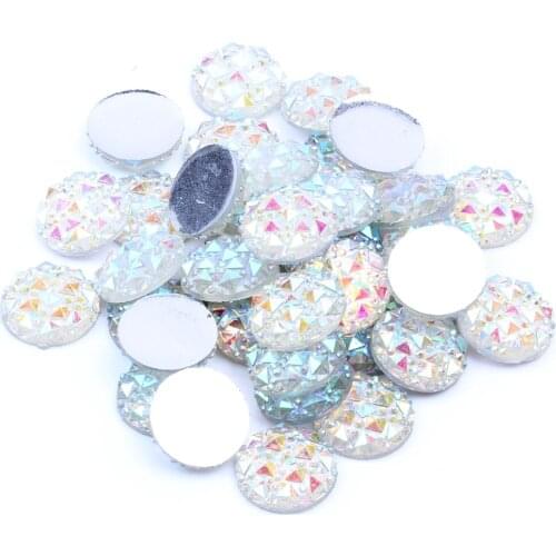 8mm Crystal AB Color Resin Rhinestones Flat Back Round Glue On Clear AB Beads 500pcs/1000pcs For Crafts Scrapbooking DIY Jewelry