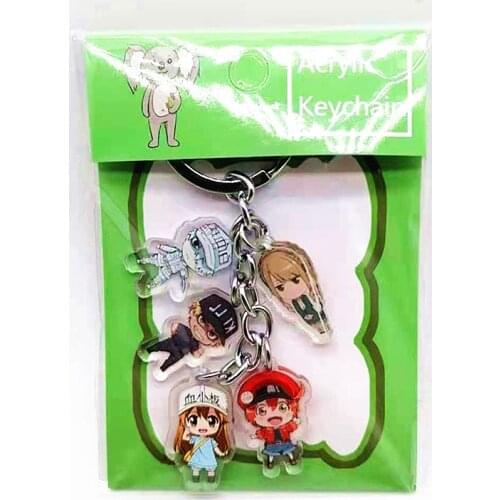 Anime Acrylic Keychain Hataraku Saibou Cells At Work Two Side Print Car Key Chain Cartoon Figure Holder Best Friend Keyring Gift