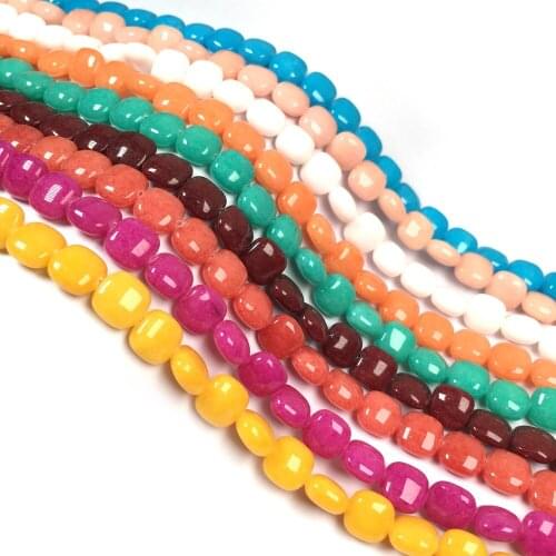Natural Stone Beads Section Square Coloured Glaze Punch Loose Beads For Jewelry Making DIY Necklace Bracelet Anklet Accessory
