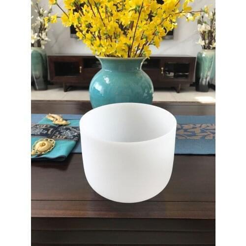 8" F Note Heart chakra Frosted Quartz Crystal Singing Bowls For healing